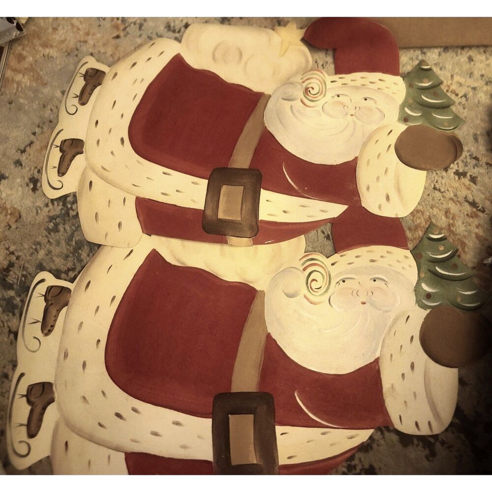 Vintage‎ Carole Shiber Flying Santa Pair of Placemats